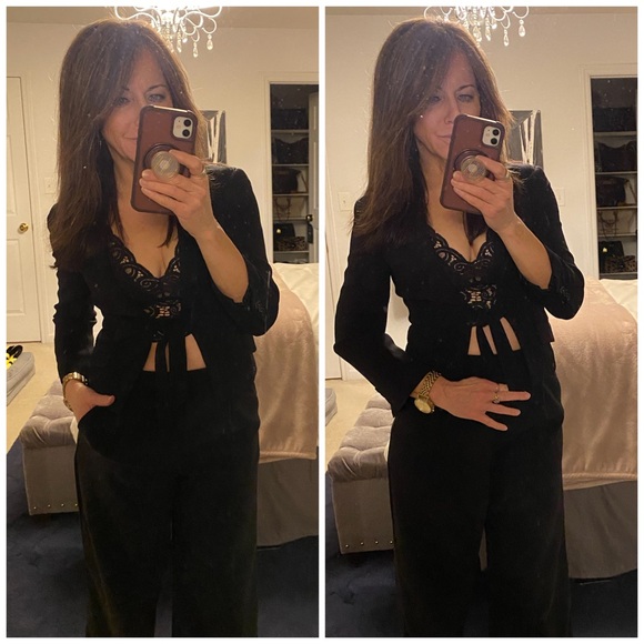 BCBGMaxAzria Jackets & Blazers - BCBGMaxAzria Black Blazer Cropped Self Tie Jacket XS